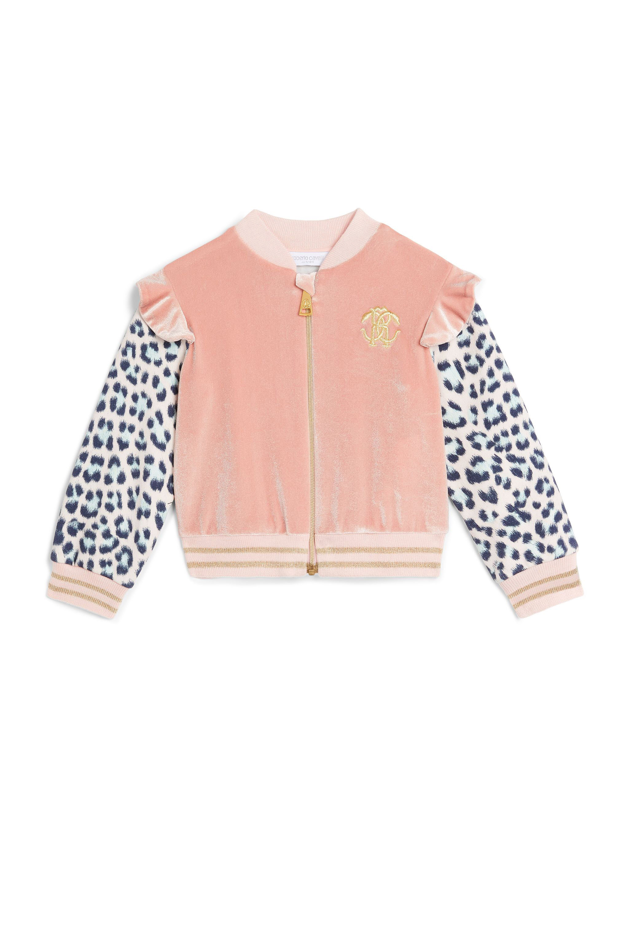 JU Ruffled leopard bomber jacket SEASHELL PINK LJT925-VL002