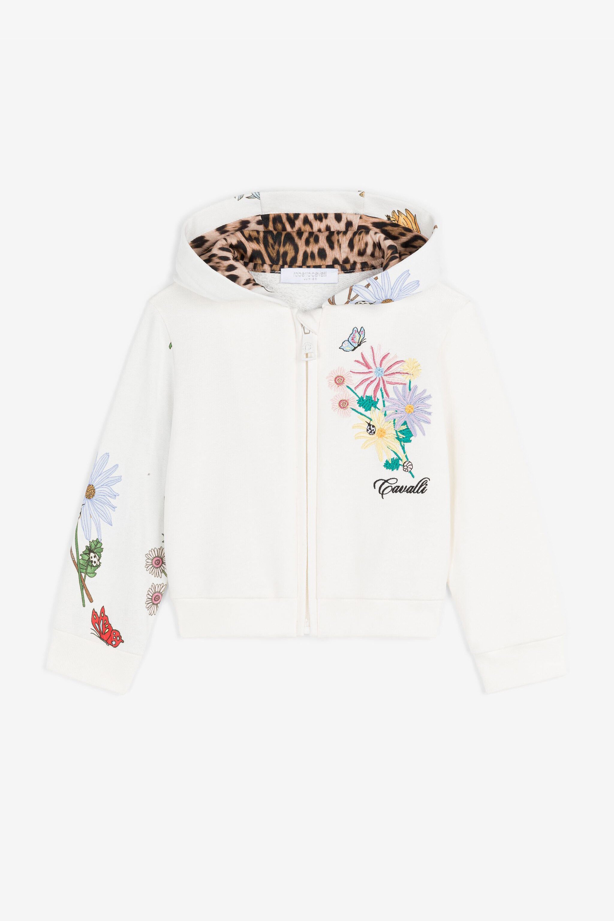 JU Floral-Print Cotton Hoodie White RJT90G-5OH89