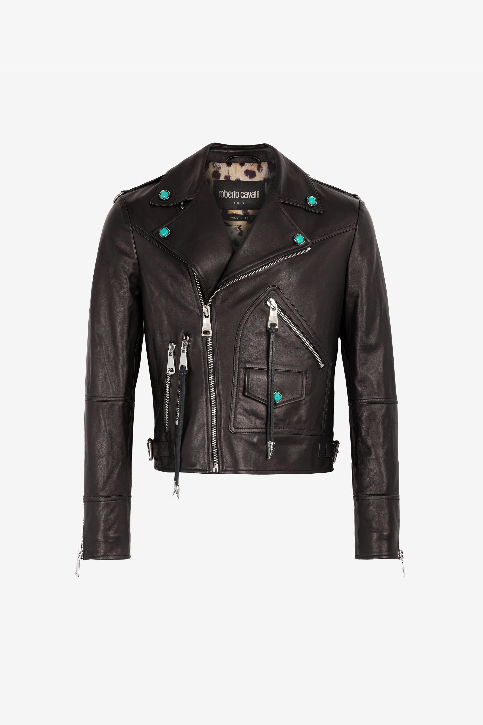 RC Embellished Leather Biker Jacket Black RRP803-PFF01