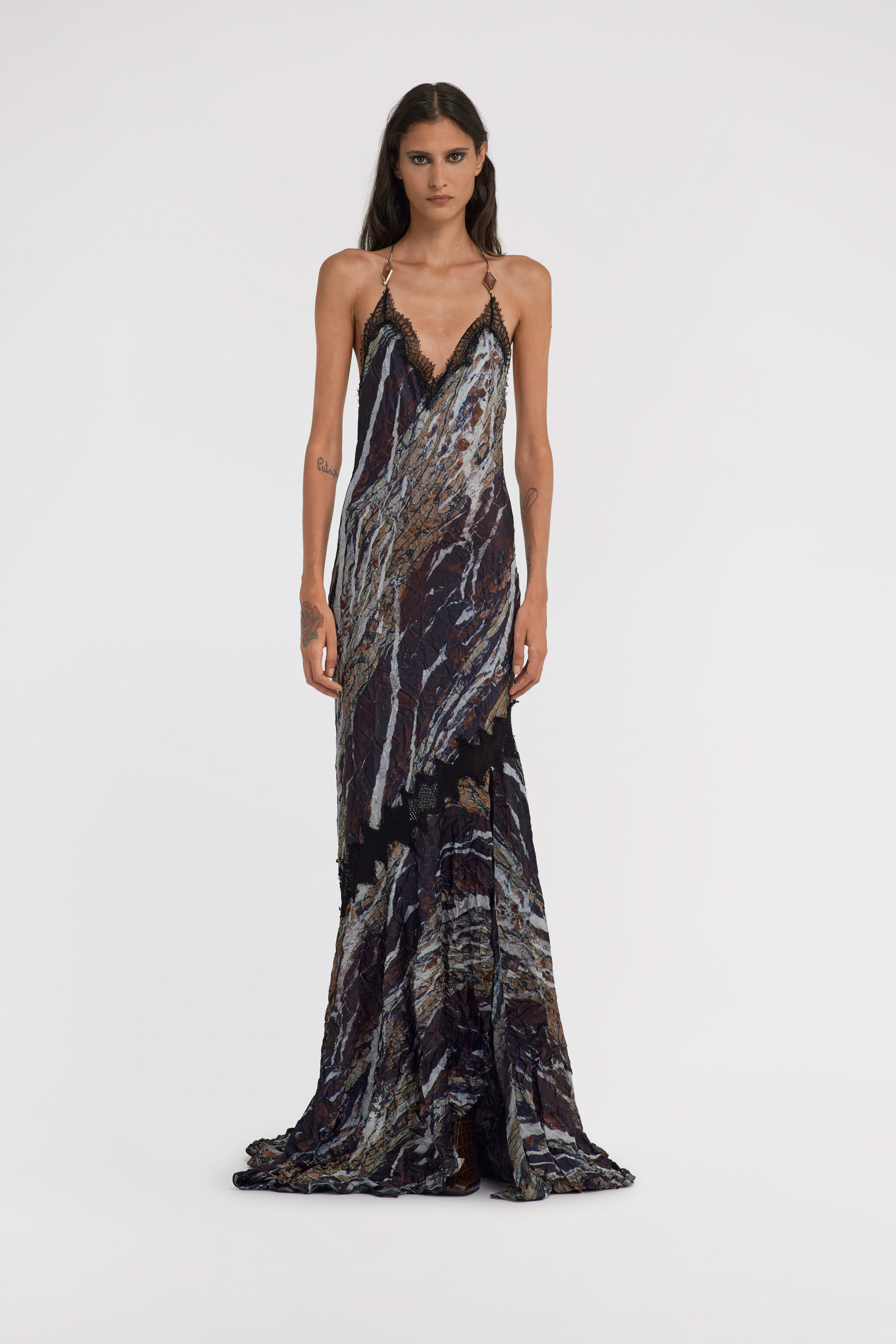 RC Marble print long Dress Lila TWT107-7NN22