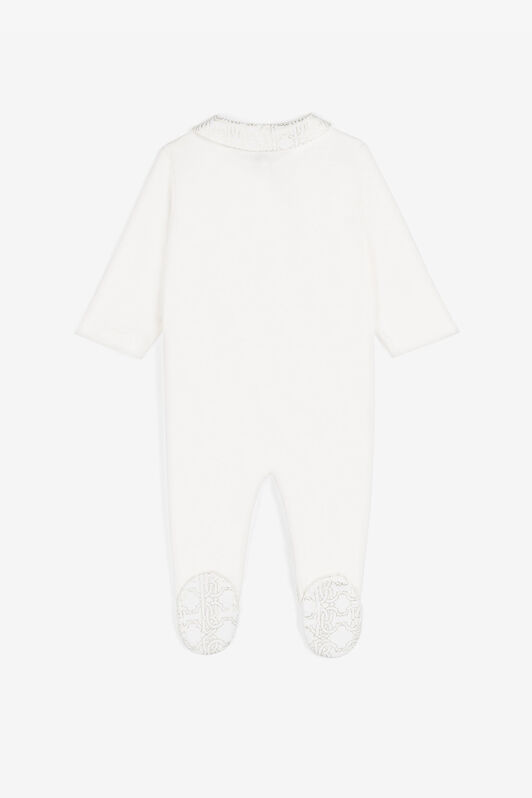 JU RC Monogram-Embroidered Cotton Babygrow Set White RJT848-JD001