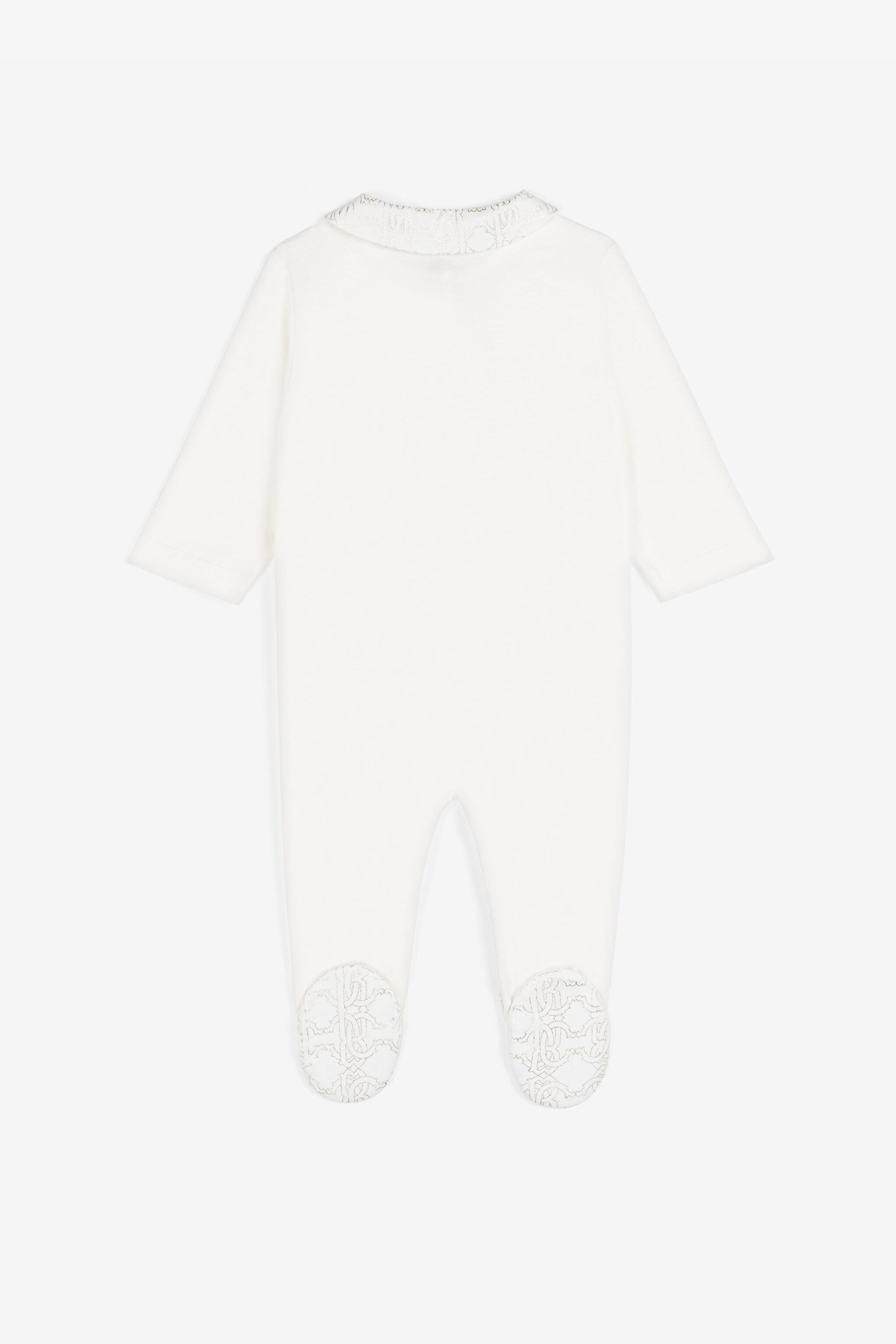 JU RC Monogram-Embroidered Cotton Babygrow Set White RJT848-JD001