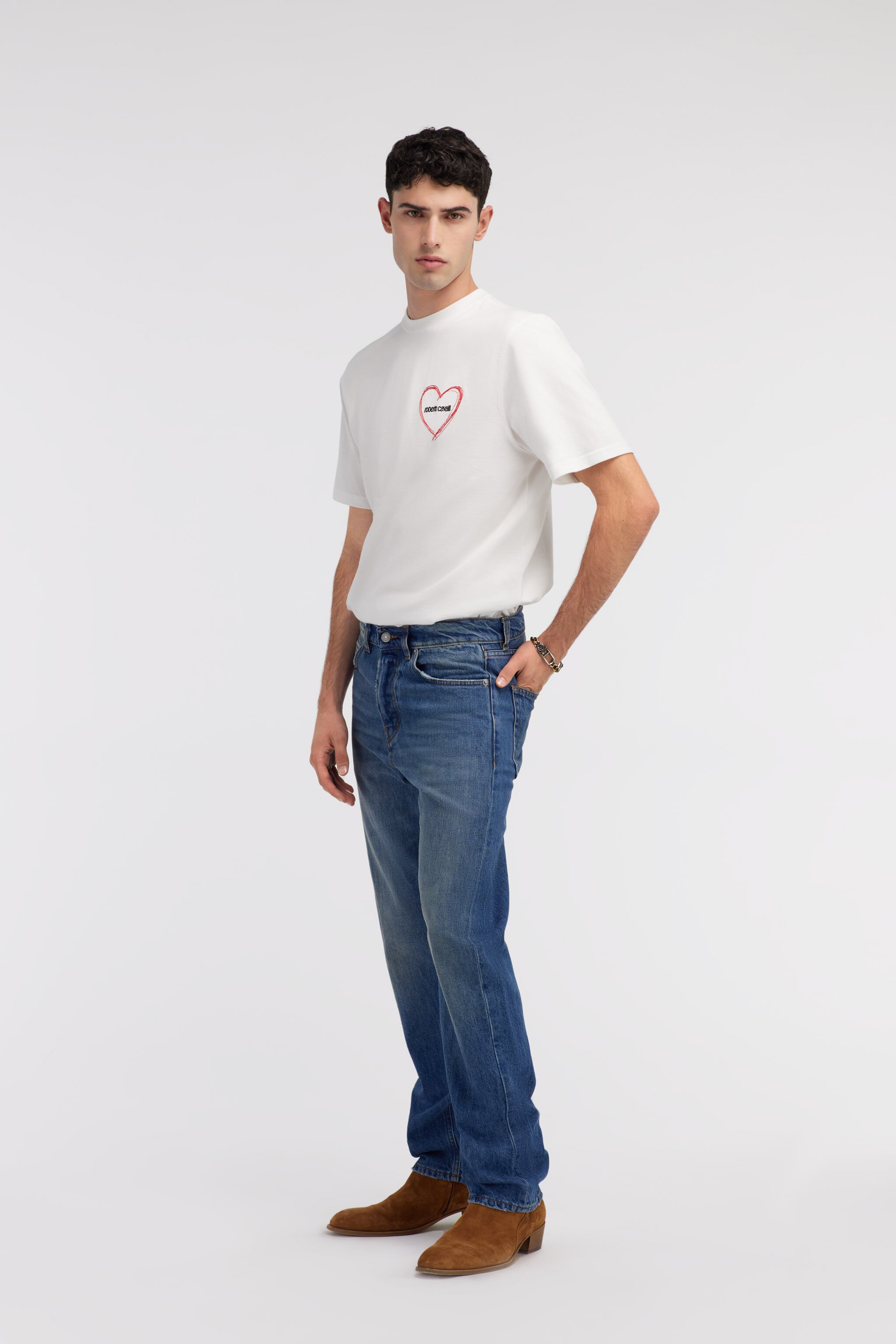 RC White T-Shirt With Heart Logo Embroidery White SRT61L-JD060
