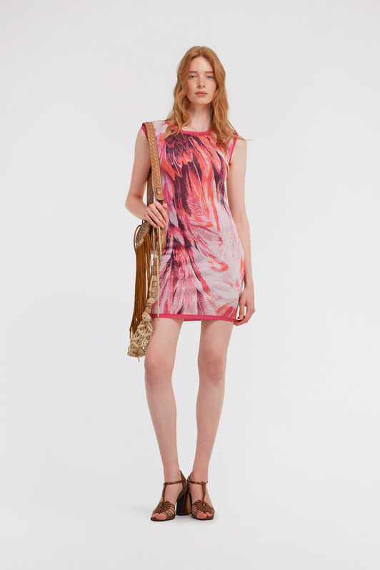RC Knitwear dress Ice Fathers print Fuchsia SWM103-MI150