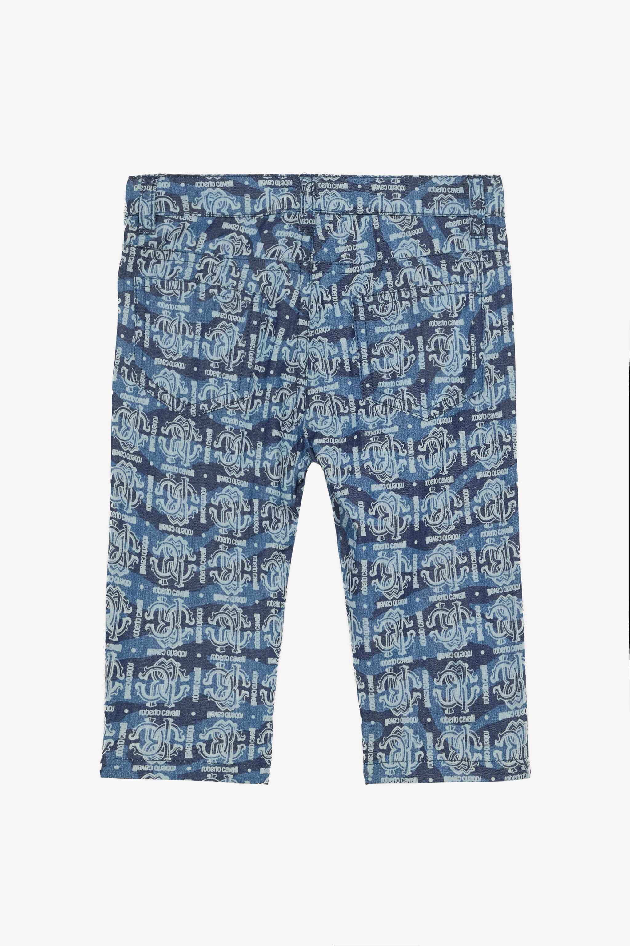 JU Tiger Skin-Print Pants With RC Monogram And Lettering Blue UJJ208-DYO44