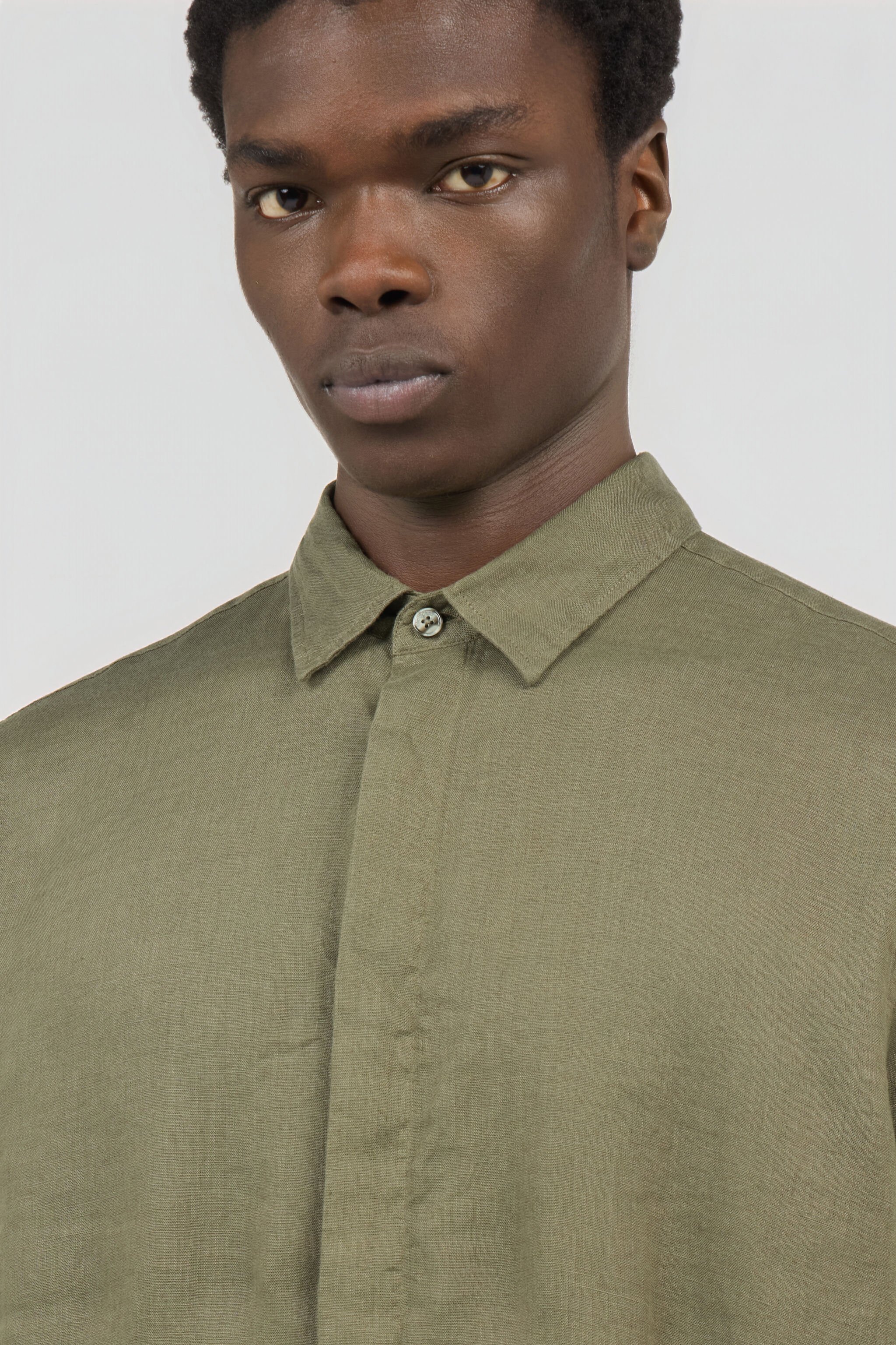 RC Chemise en Lin Vert Militaire BROWN SOT70M-LG032