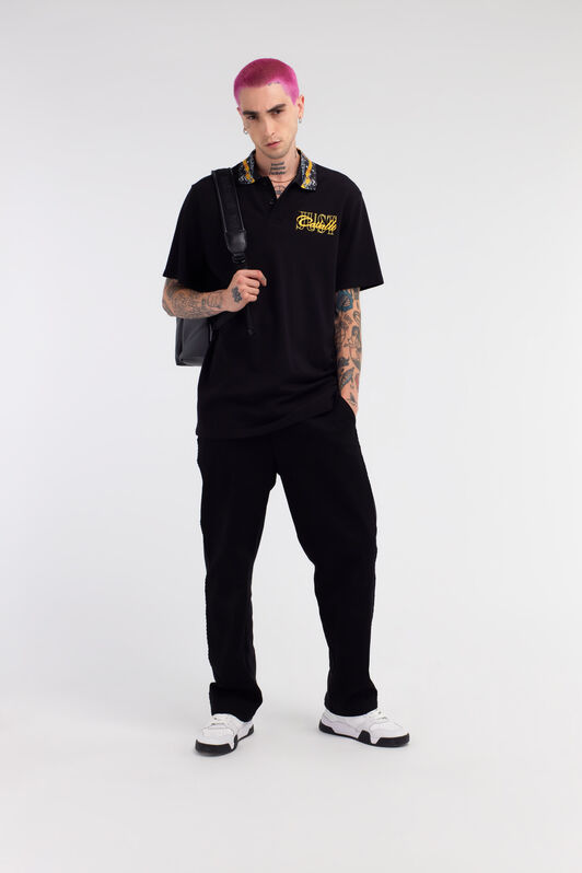 JC Just Cavalli Tiger Logo Polo Shirt JC Just Cavalli Tiger Logo Polo Shirt Black RRT901-RR163
