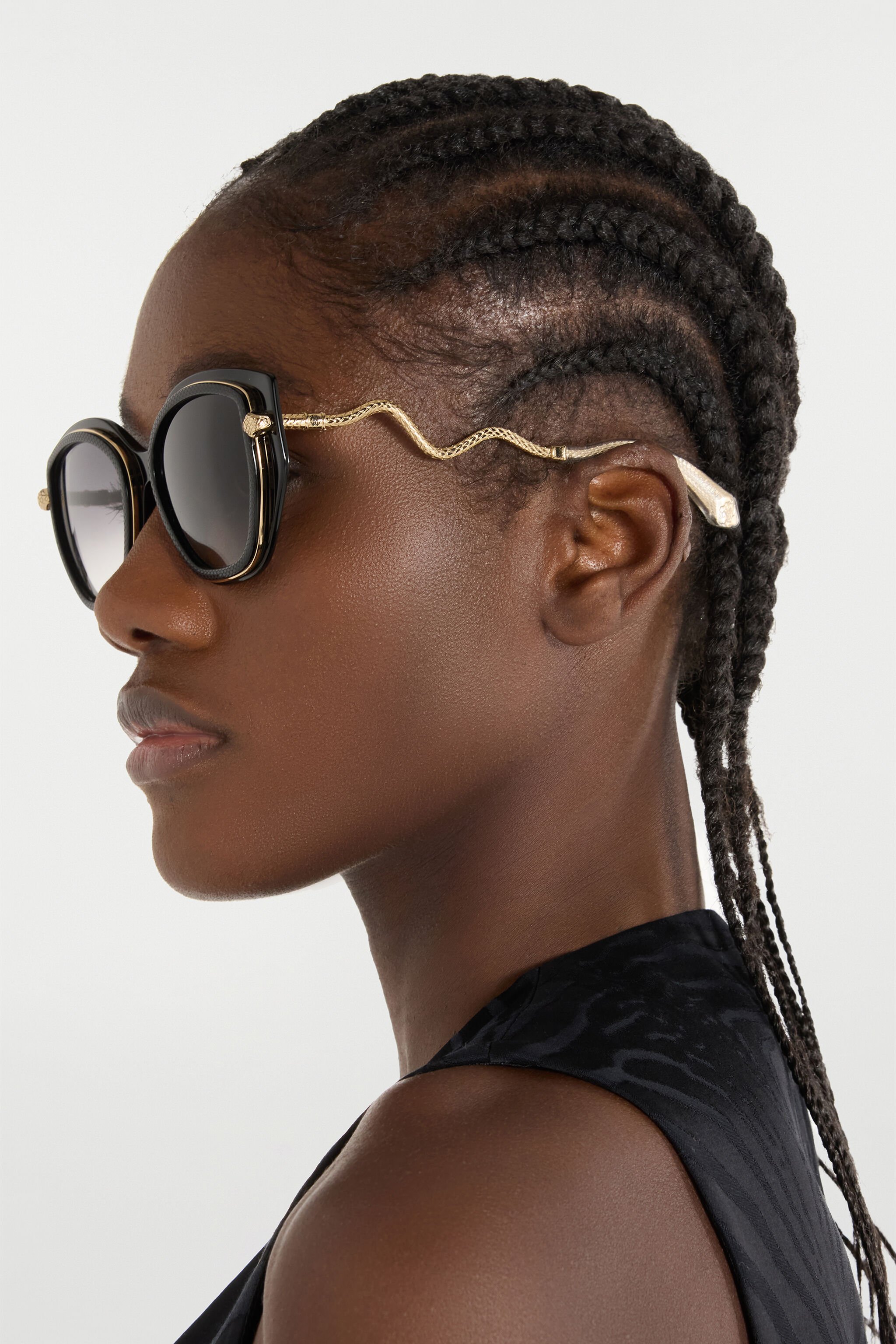 RC Wide and feminine front sunglasses with double ring decoration Black UALD05-ID200