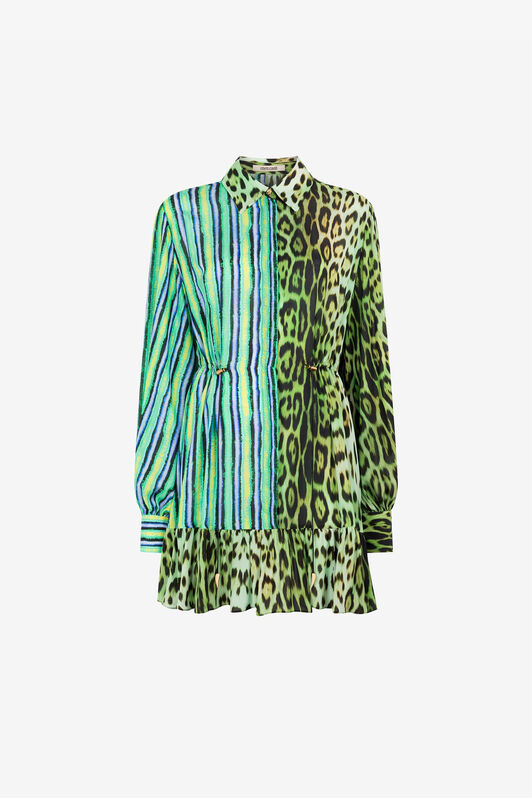 RC Mix-print shirt dress LIME QKT165-7HF53