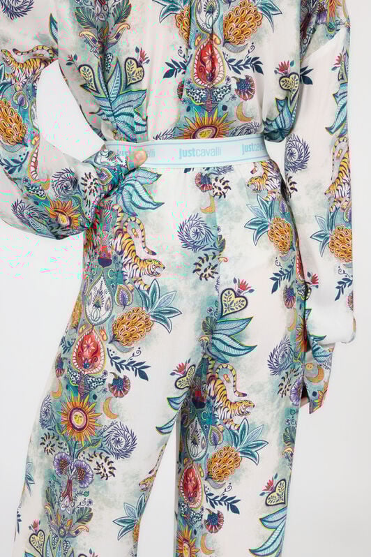 JC Tropical Garden Print Trousers TURCHESE CHIRO WFT158-WF505