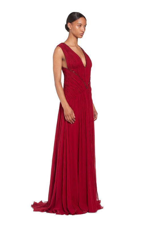 RC Pleated embellished gown RC Pleated embellished gown Dark red IQR101-GG001