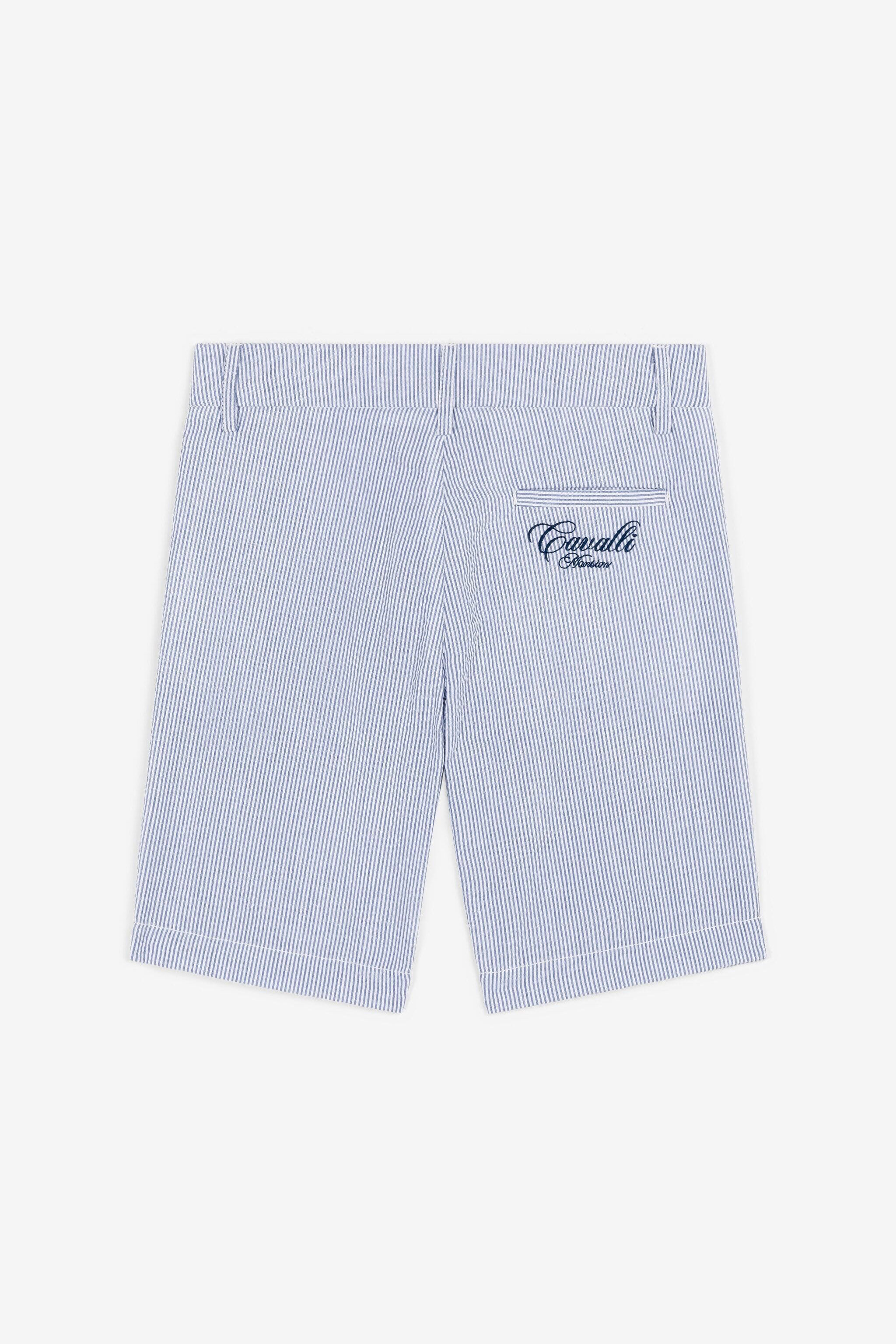 JU Short en crêpe à logo brodé Bleu clair OJT296-FT017