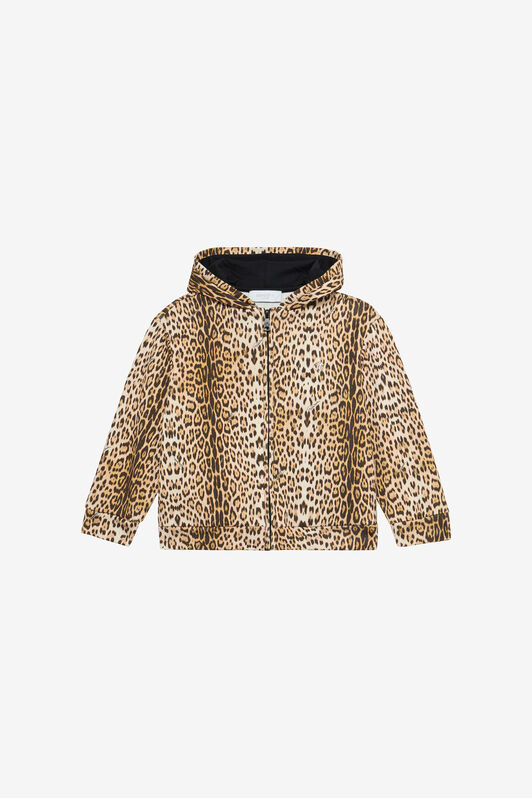 JU Felpa Con Cappuccio E Stampa Jaguar Skin Marrone chiaro UJT69H-5OO52