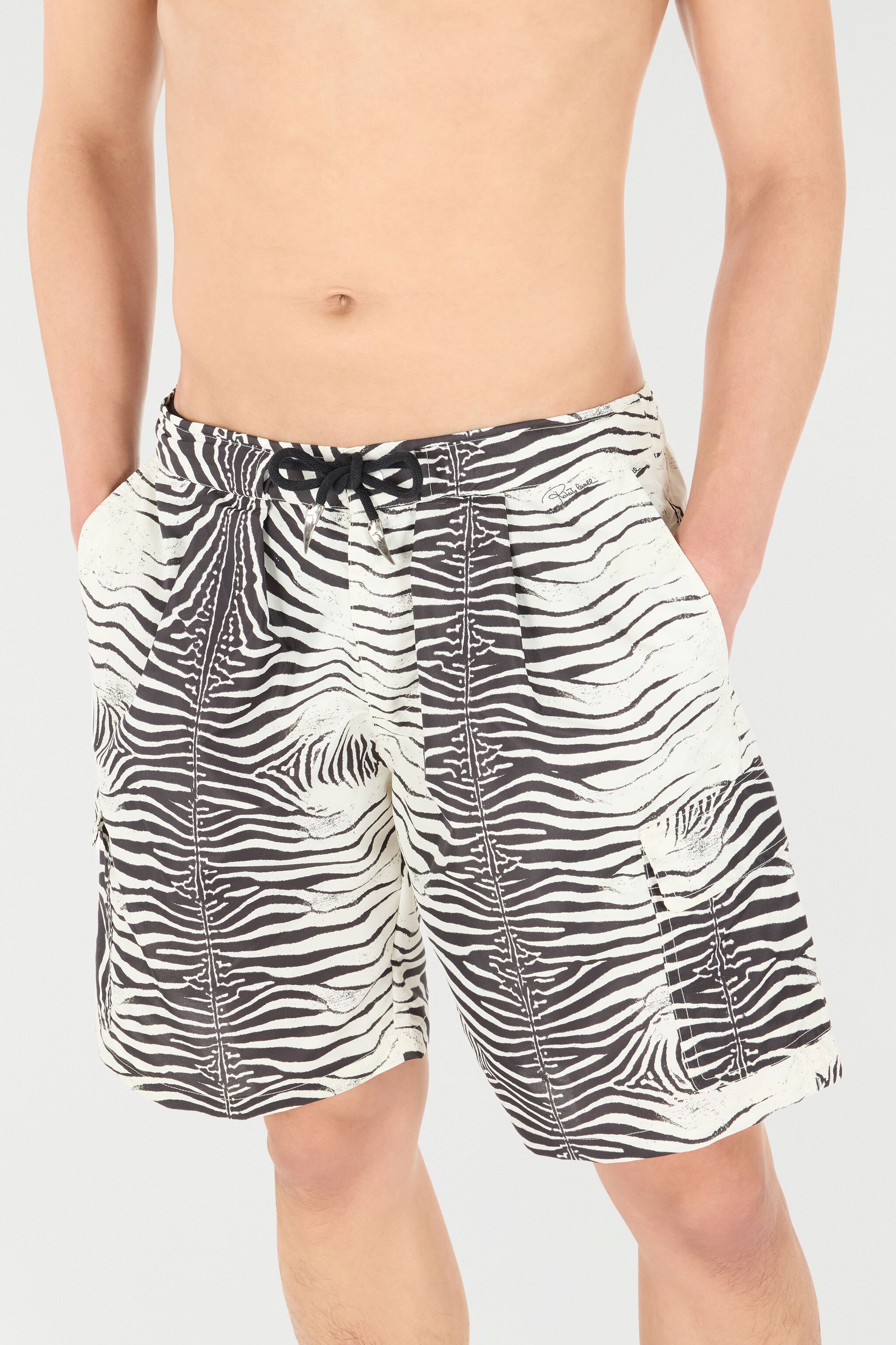 RC Zebra-Print Swim Shorts Black/White URH02M-5RN49