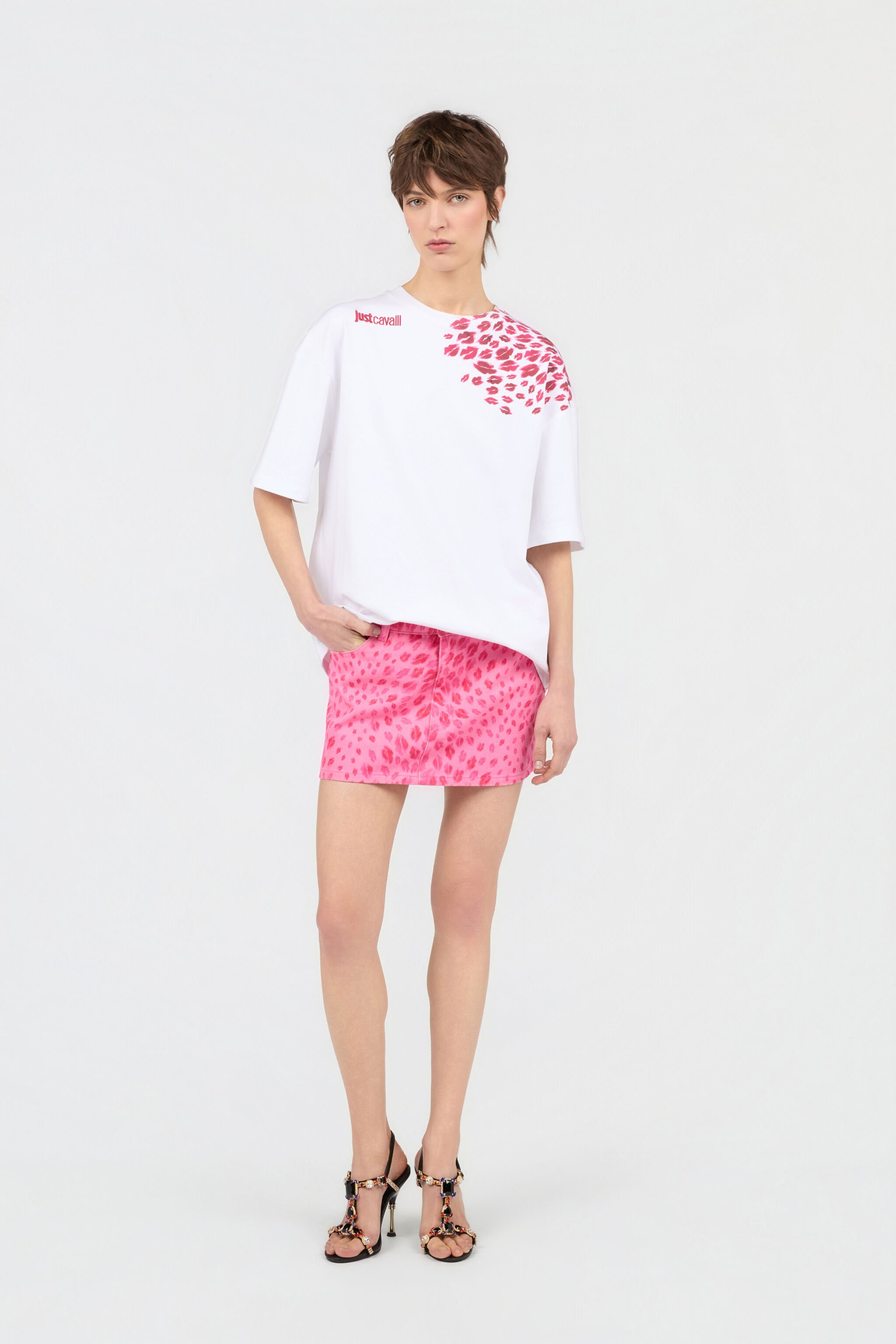 JC The Jaguar Kiss Print T-Shirt WHITE WFT199-WF581