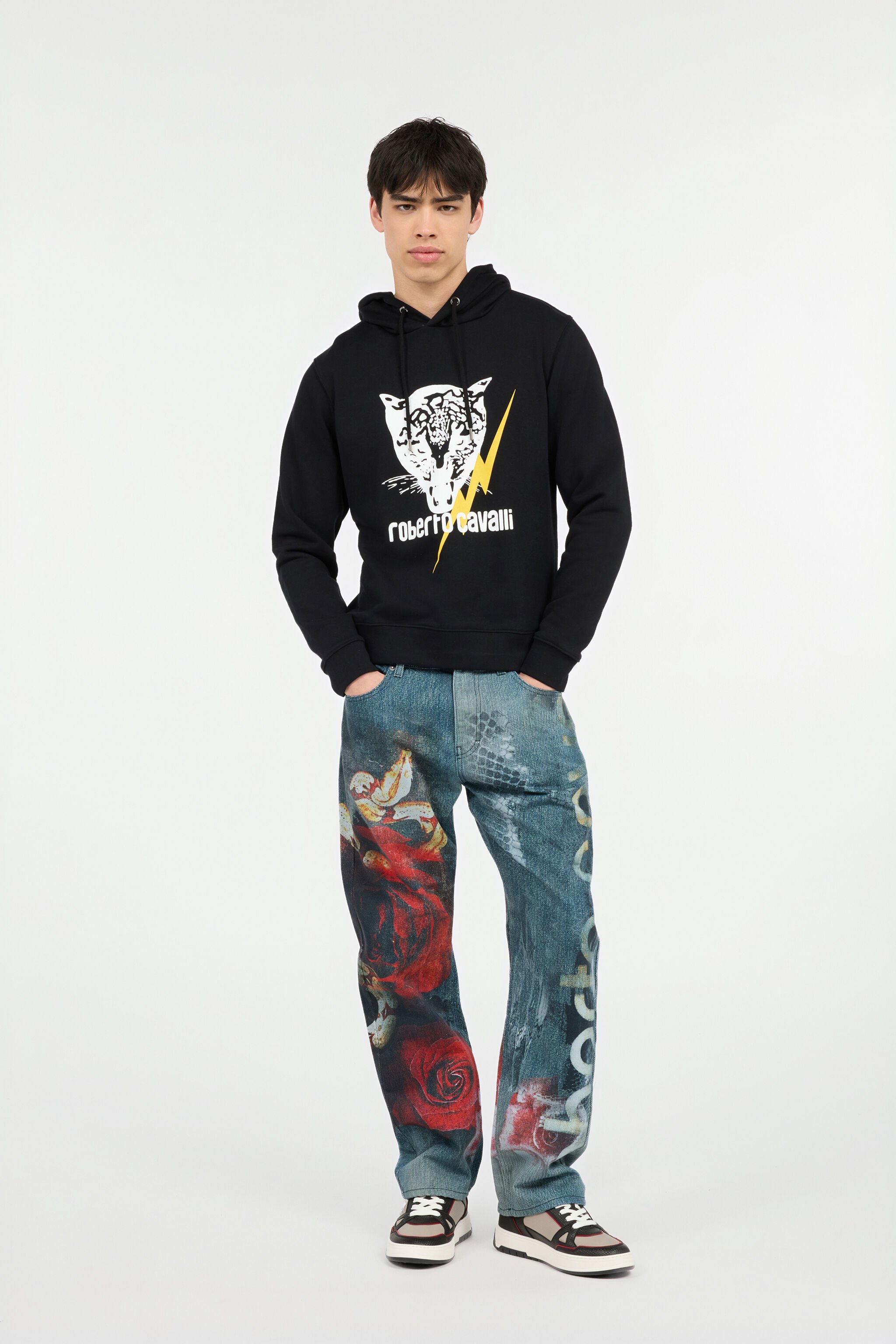 RC Black Sweatshirt with Jaguar and Lightning BLACK POT69B-CF052