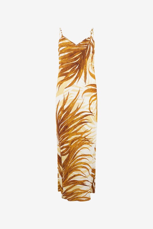 JC Golden Palm Print Dress DAFFODIL WFT313-WF711