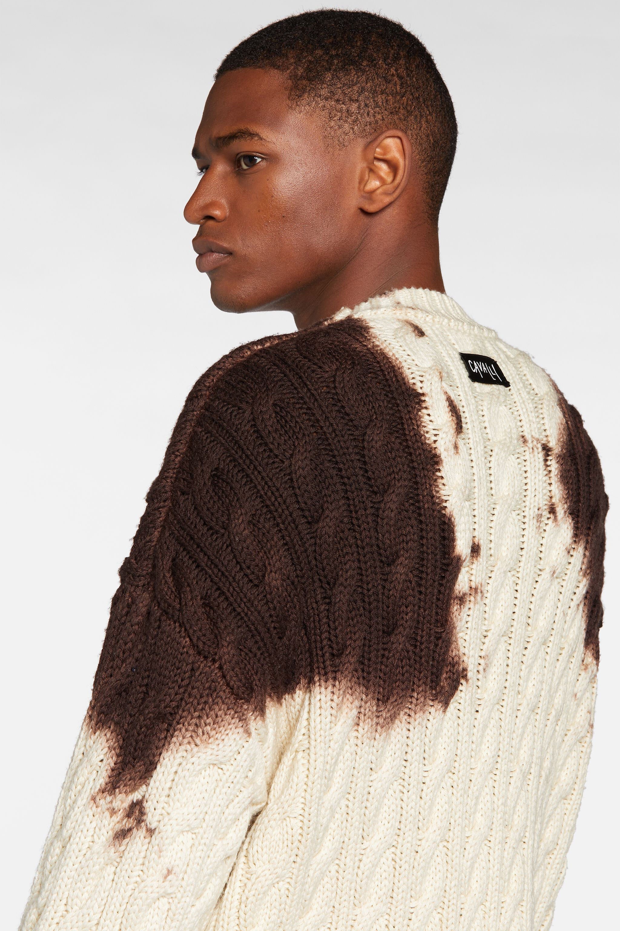 RC Maglione con motivo Animalier Patchwork Marrone scuro NNM604-MR001