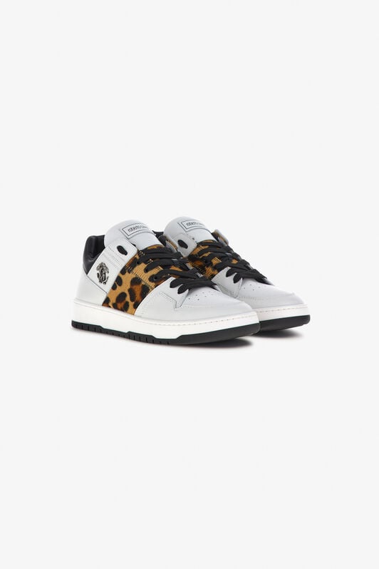 RC Sneakers with Monogram Mirror Snake and Leopard print White/Light brown RRS015-PZC76