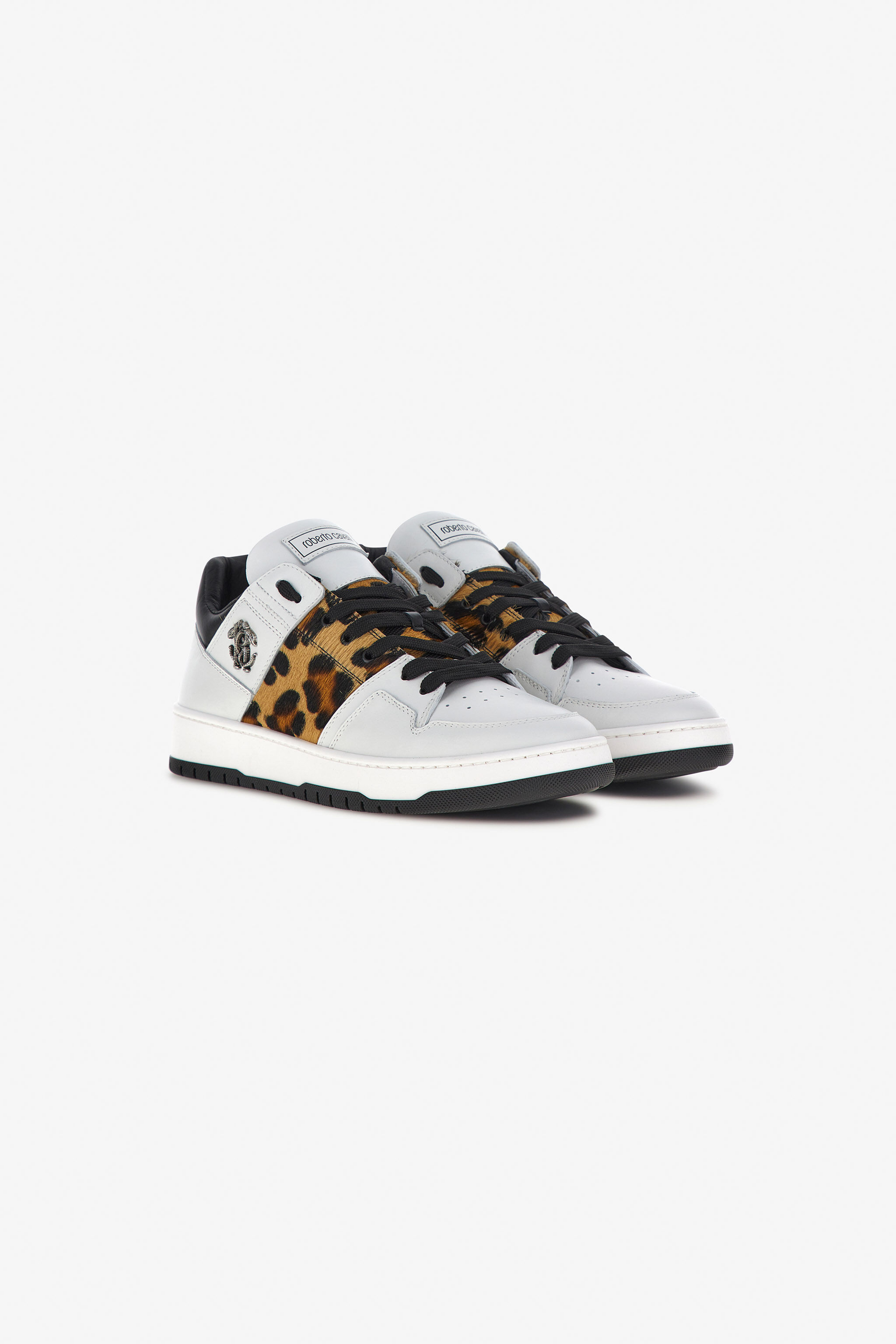 RC Sneakers with Monogram Mirror Snake and Leopard print White/Light brown RRS015-PZC76