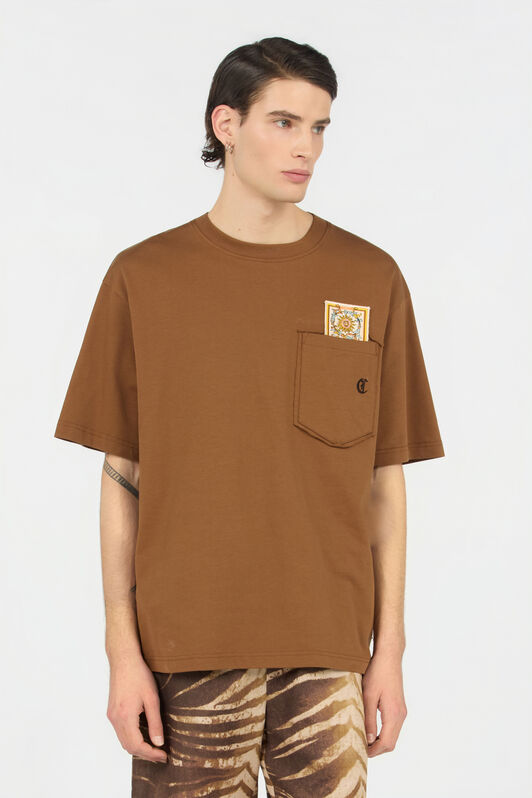 JC Brown T-Shirt With Embroidered Persian Tarot Detail BISON WFT093-WF123