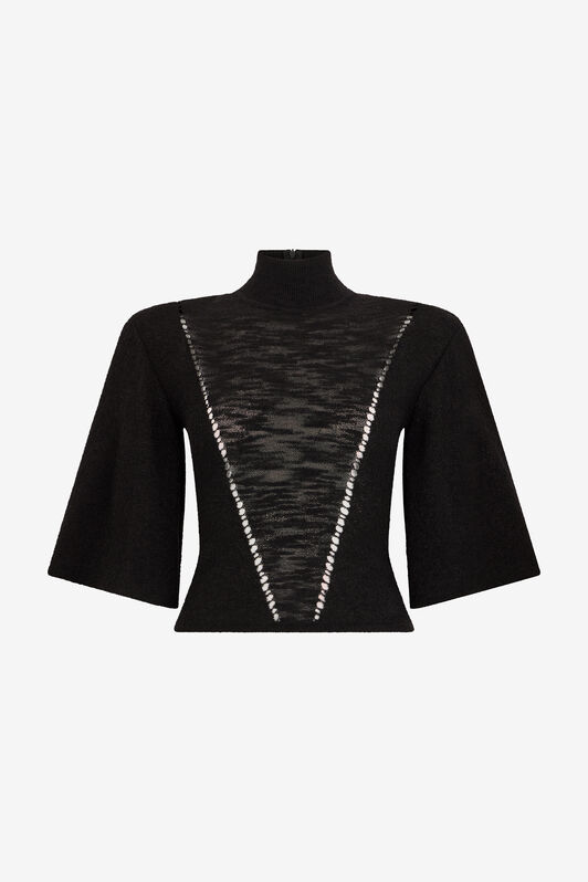 RC Black Wool-Blend Sweater With See-Through Effect RC Black Wool-Blend Sweater With See-Through Effect Black VWM601-MQ060