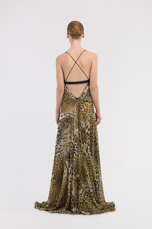 RC Long dress Jaguar Skin print Light Brown SKT118-CTG34