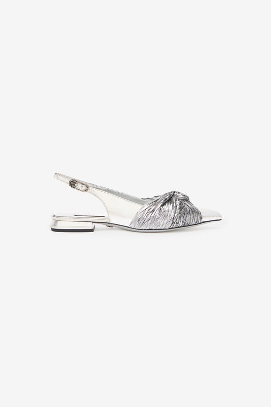 RC Metallic Leather Slingback Ballet Flats Silver TKS100-PZF01