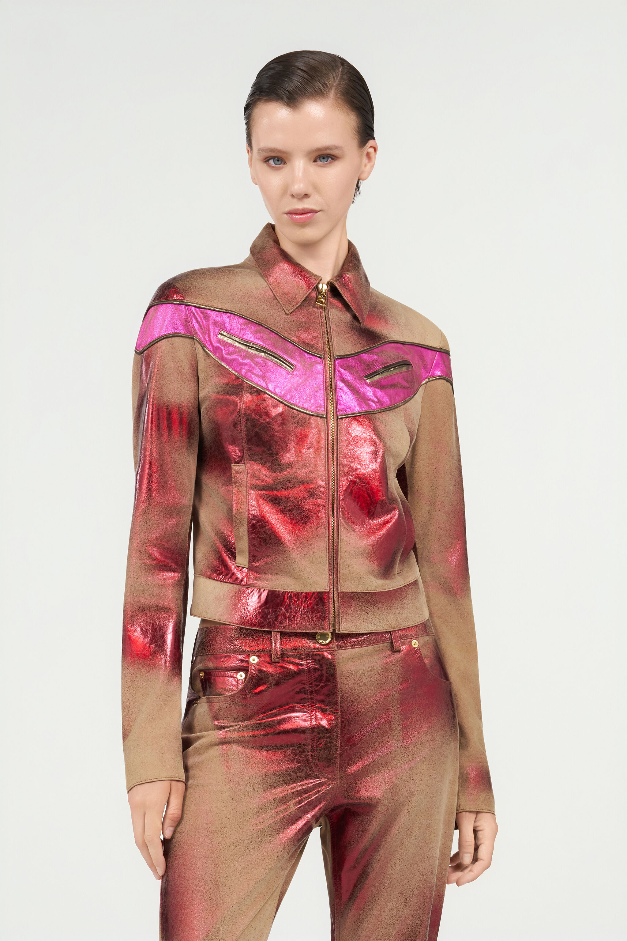 RC Metallic Leather Jacket ROSSO/FUXIA WQP400-PC002