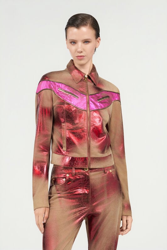 RC Metallic Leather Jacket ROSSO/FUXIA WQP400-PC002