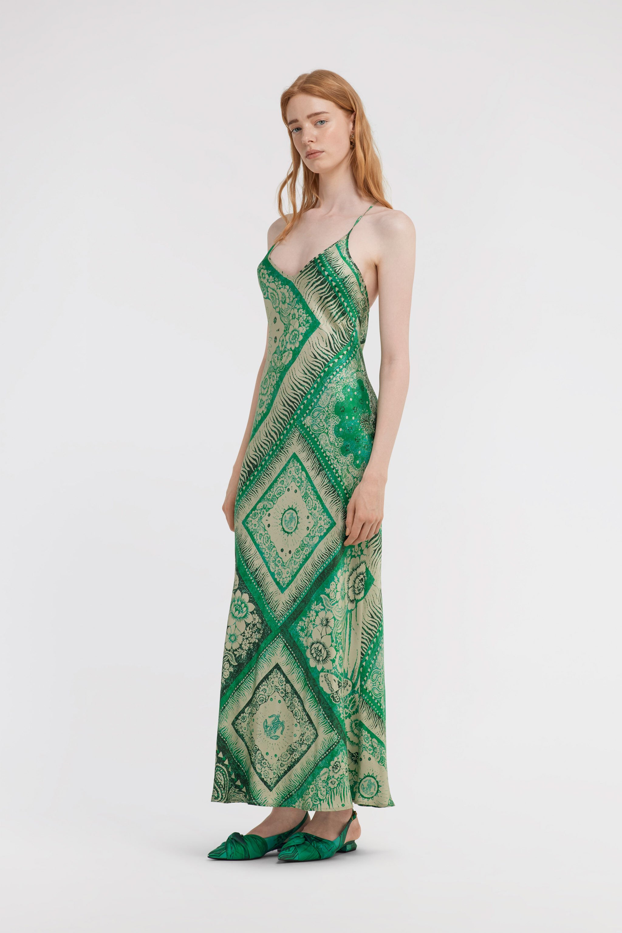 RC Bandana Print Slip Dress Green TKT102-4QN05