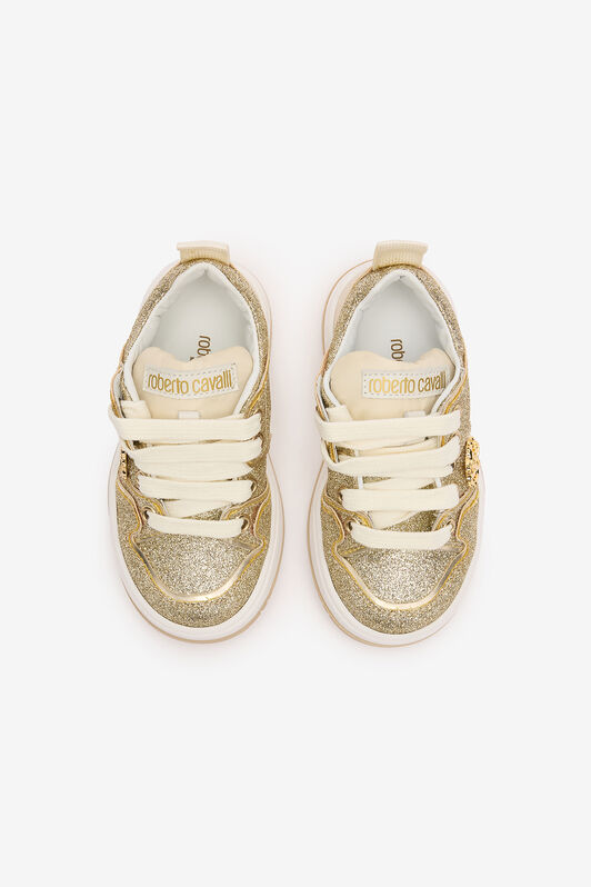 JU Glittery Sneakers With RC Monogram GOLD TJS02T-PZJ50