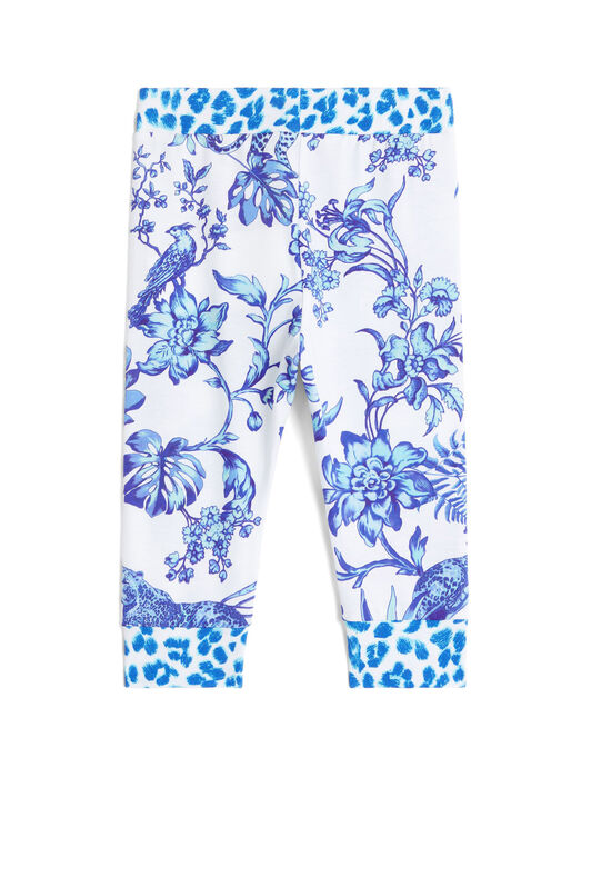 JU Floral-print leggings WHITE/BLUE MJT225-JBB67