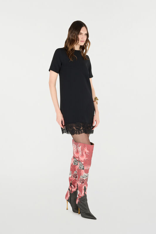 RC Mini Dress with Lace Hem Schwarz VKT135-KU013