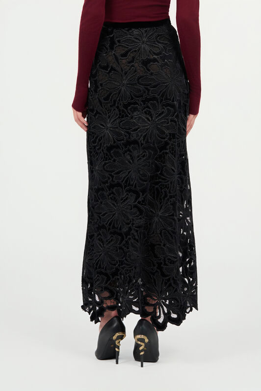 RC Long Floral Lace Skirt BLACK WKT305-FT009