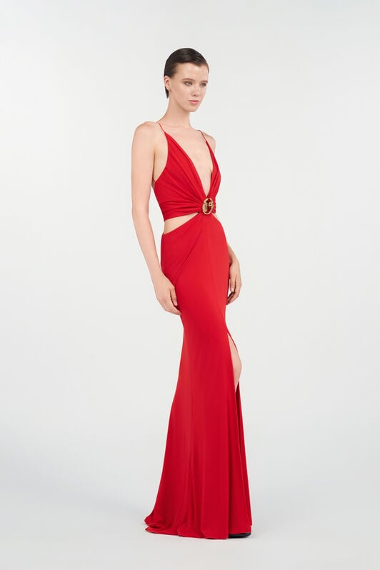 RC Long Dress with Snake Detail RED WKT115-JE034