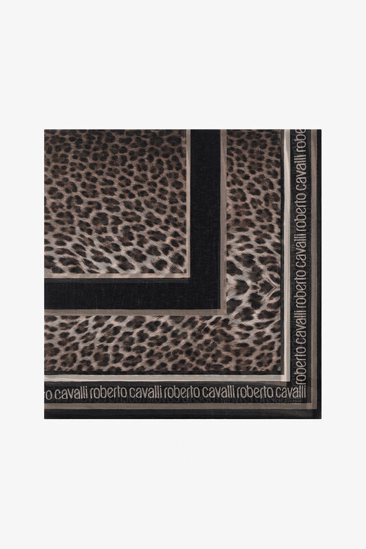 RC Roberto Cavalli shawl with Giaguaro Heritage print Dark brown SYI00G-2NL53