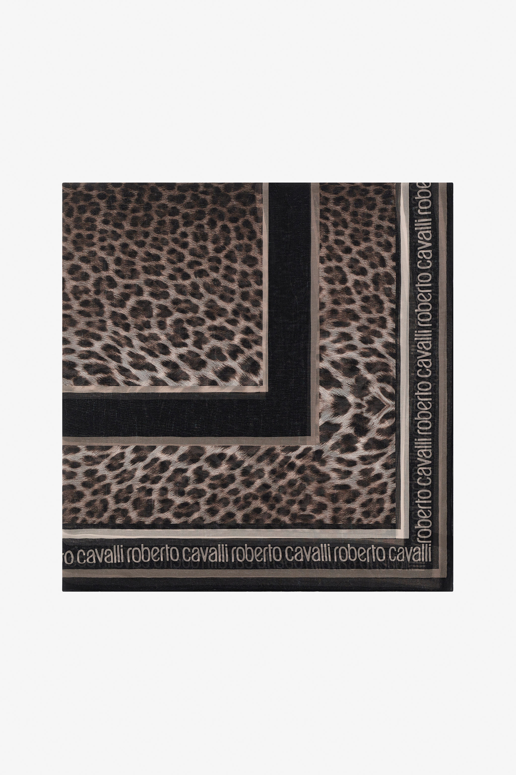 RC Roberto Cavalli shawl with Giaguaro Heritage print Dark brown SYI00G-2NL53