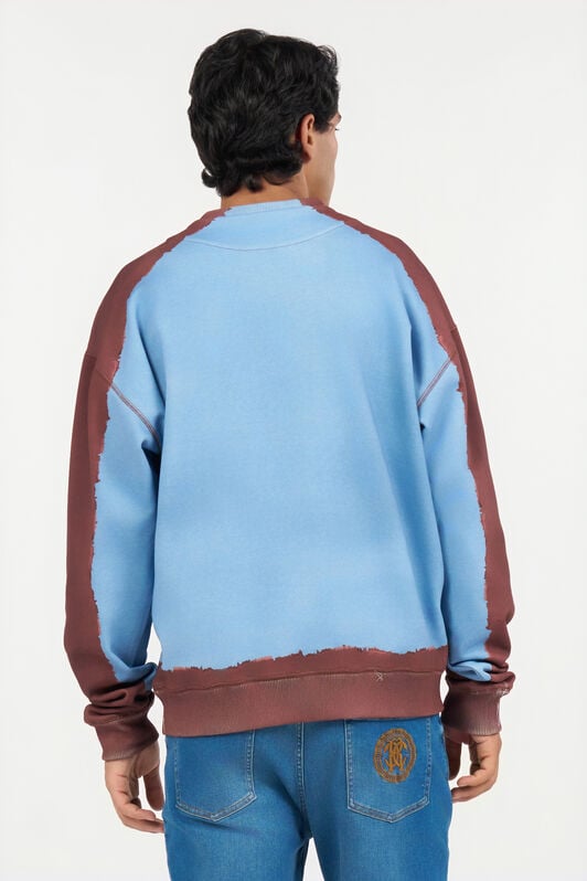 RC Light Blue And Brown Distressed Sweatshirt ENDLESS SKY WNT68H-CF050