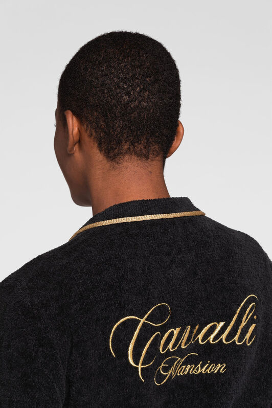 RC Logo-Embroidered Cardigan Black OKM612-MR001