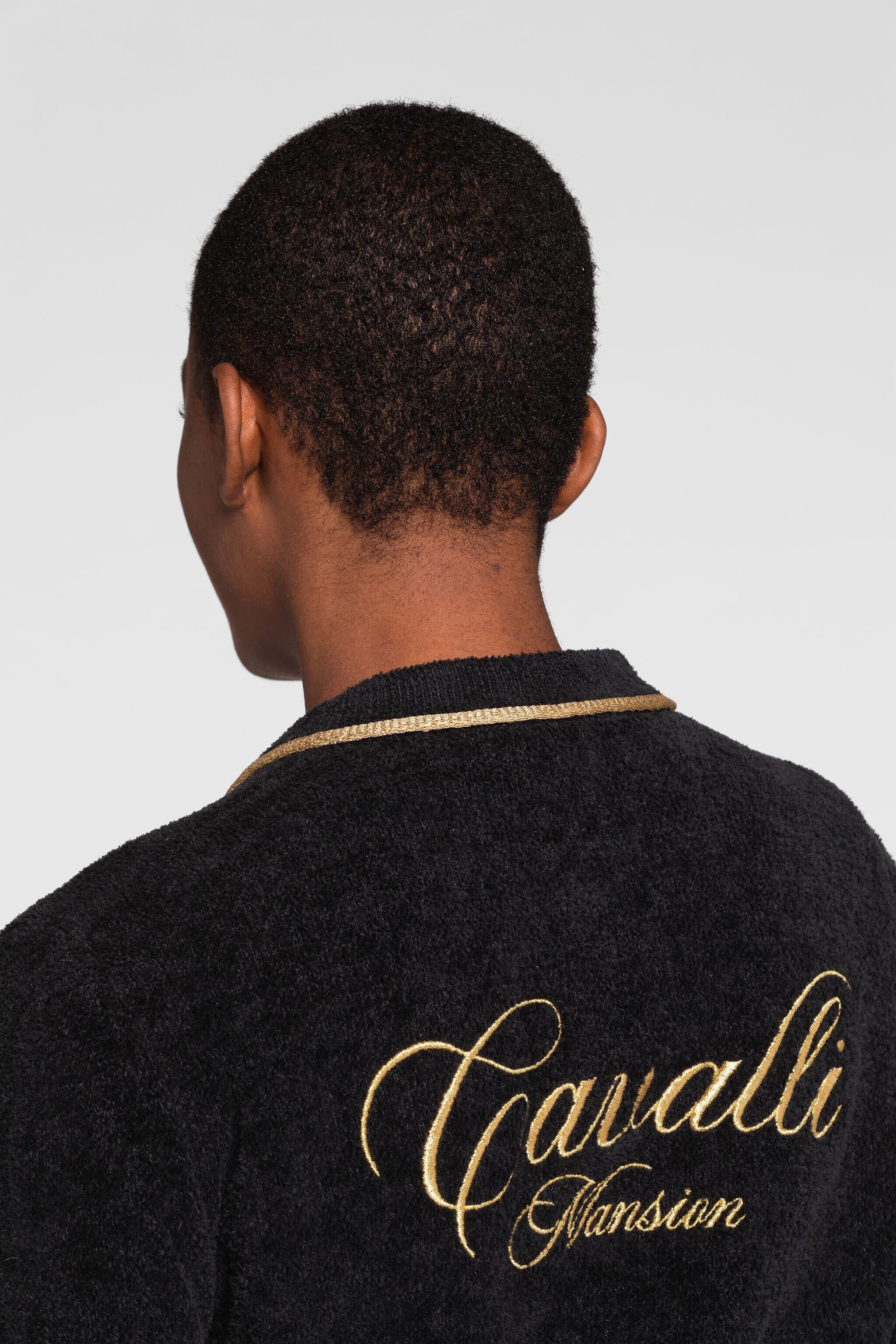 RC Logo-Embroidered Cardigan Black OKM612-MR001