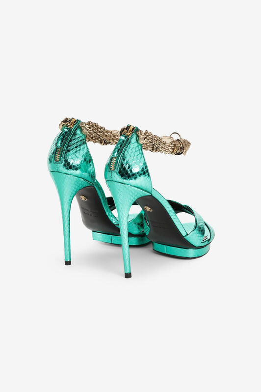 RC Crystal-Embellished Panther Head Sandals Light blue OQS032-PA001