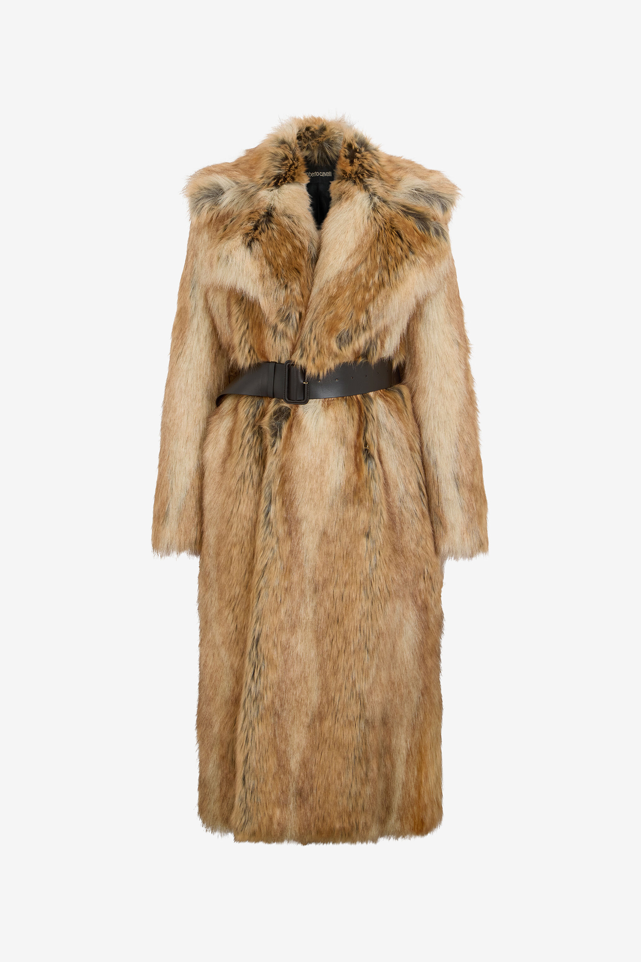 Brown faux fur coat in MARRONE for Women | Roberto Cavalli® Brown faux fur coat in MARRONE for Women | Roberto Cavalli®