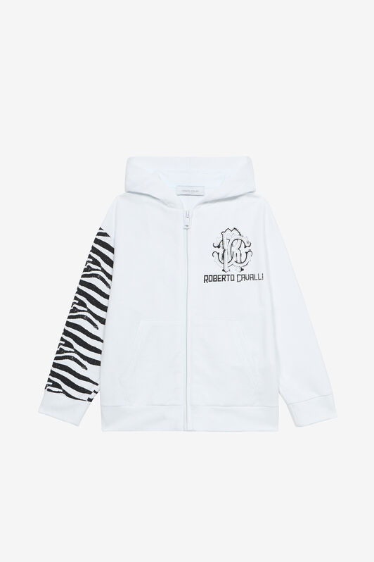 JU Sweatshirt Mit Zebraprint Und Logo Weiß UJT68B-CF050