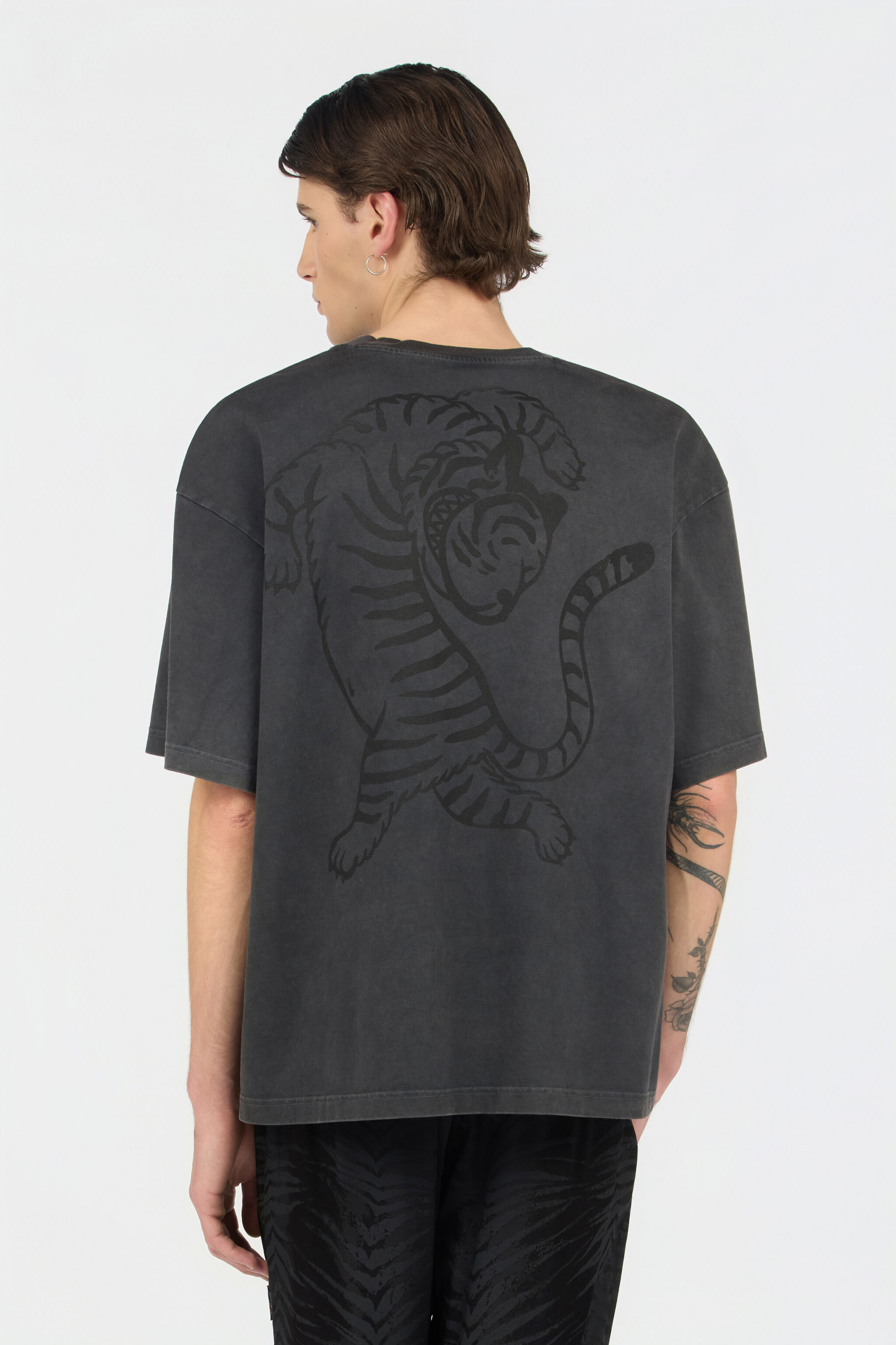 JC Grey T-Shirt With Printed Tiger BLACK WFT055-WF085