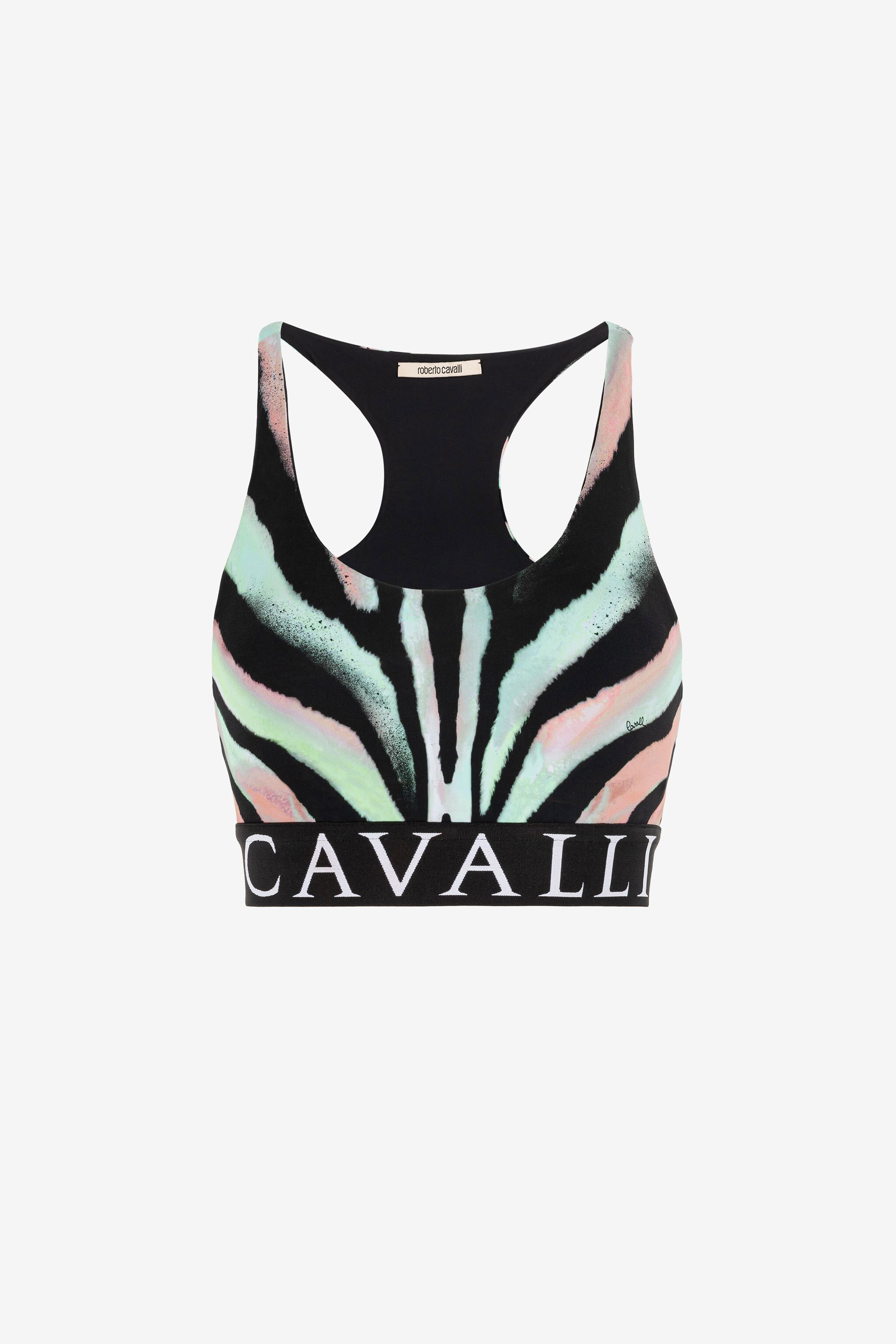 RC Zebra-Print Logo-Jacquard Crop Top Light green/Black OQT60D-LND03