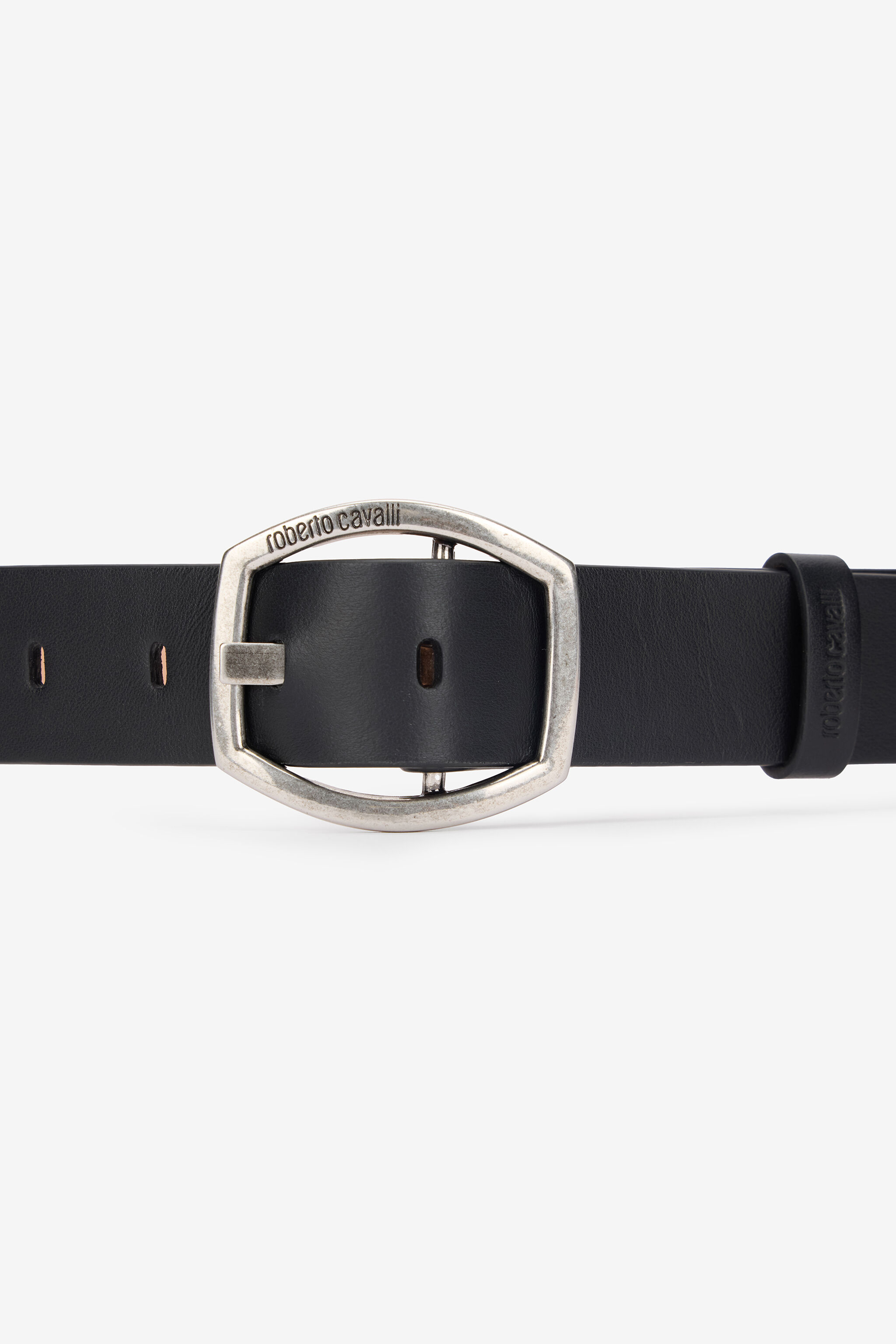 RC Belt with Geometric Logo Buckle Black VRC005-PZ796