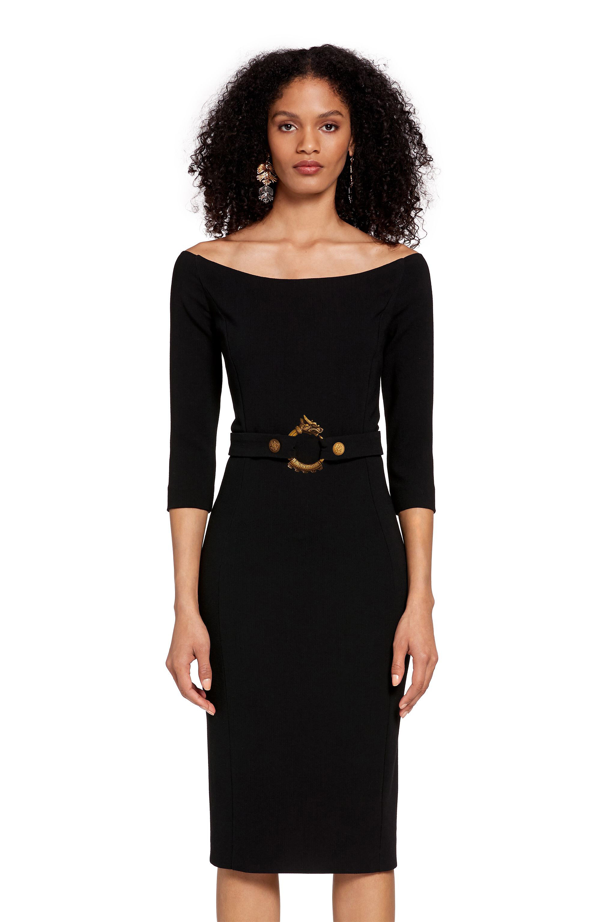 RC Robe épaules nues à ceinture dragon Noir LQT130-WB002