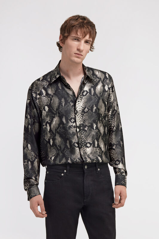 RC Camisa con estampado de Snakeskin Negro/Blanco SRT713-4QE38