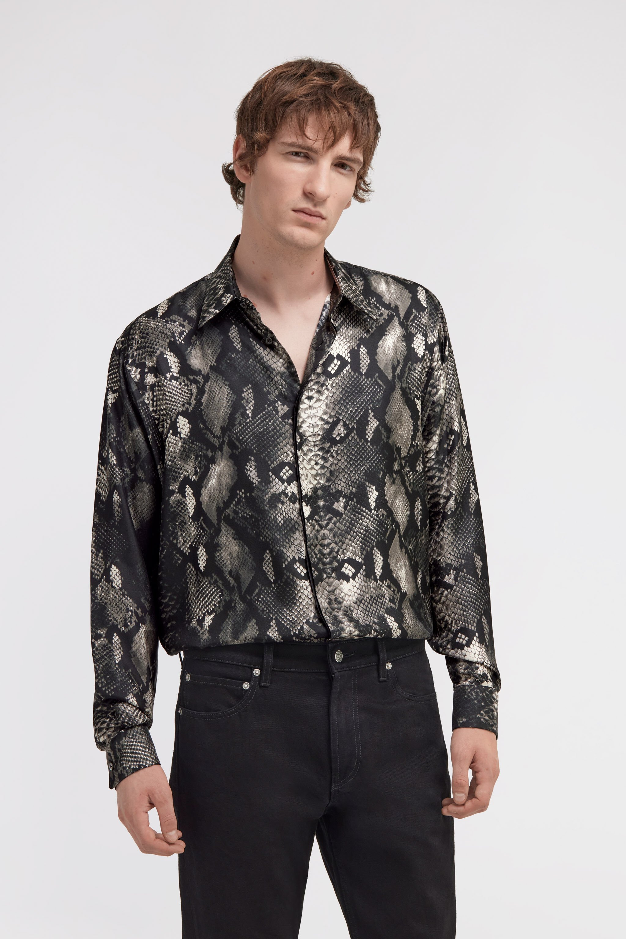 RC Camisa con estampado de Snakeskin Negro/Blanco SRT713-4QE38
